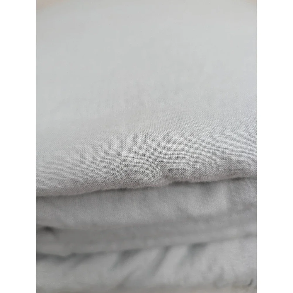 Quince European Linen Double Flange Duvet Cover Mist Full Queen Blue Grey